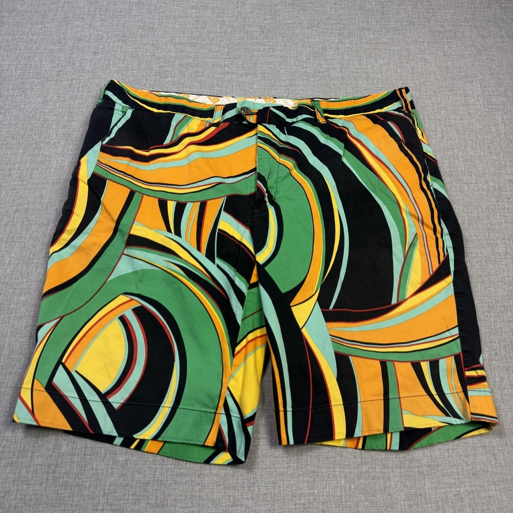 Loudmouth Psychedelic Bermuda Golf Shorts Mens 42 Multicolor Abstract Swirls